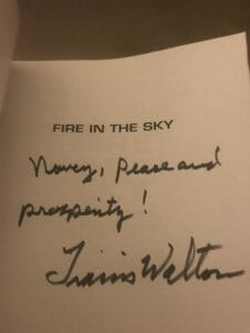 Fire in the Sky book signed by Travis Walton