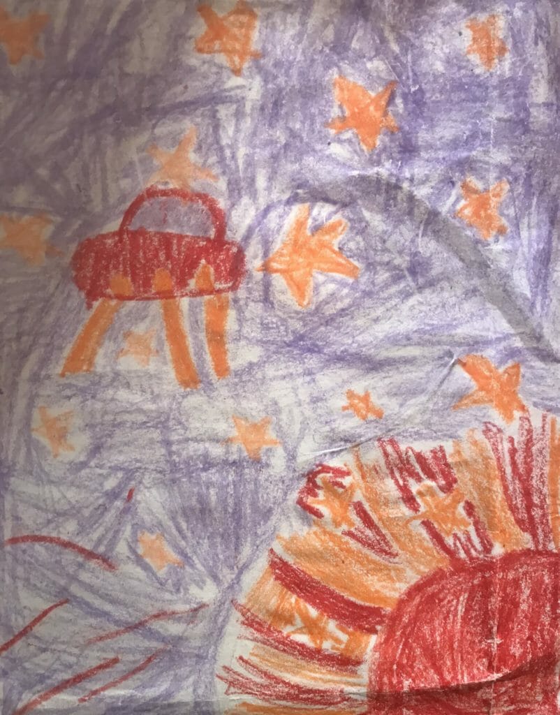 My granddaughters drawing of an extraterrestrial traveler