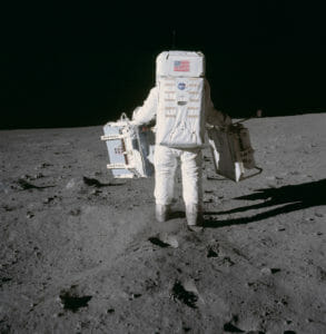 Buzz Aldrin walking on the Moon