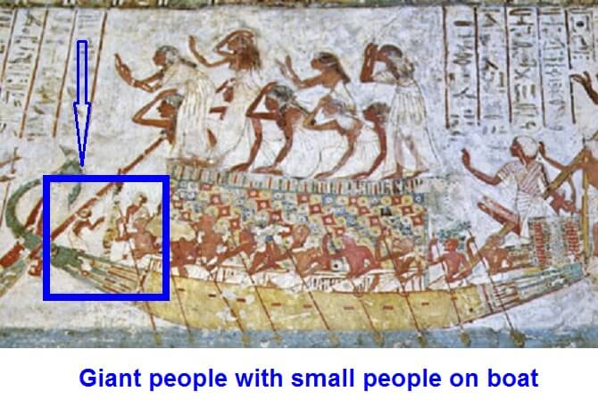 Giant People with small people on boat